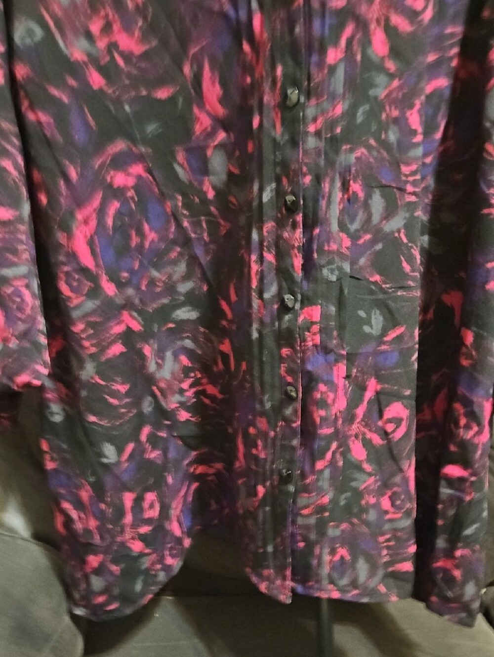 Catherines Black Blouse with Pink & Purple Swirl Print - Picture 3 of 5